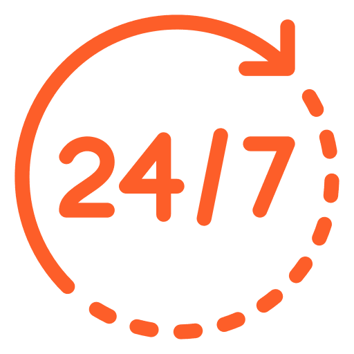 24/7 support symbol representing Barry's Paint Shop's commitment to reliable automotive services and customer assistance.