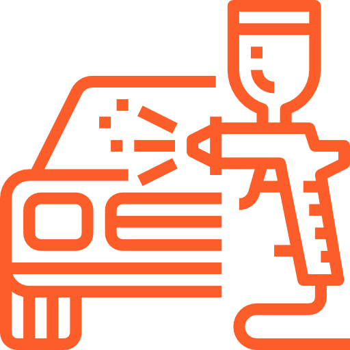 Spray gun painting a vehicle, representing Barry's Paint Shop's high-quality auto painting services and expert craftsmanship.