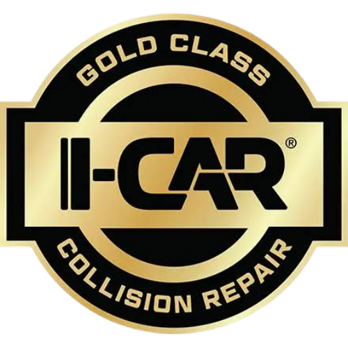 I-CAR Gold Class certification badge for collision repair, assuring vehicle repair quality at Barry's Paint Shop.