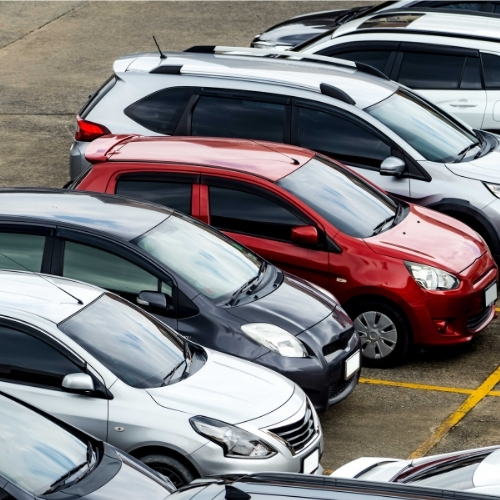 Barry's Paint Shop on-site rental car fleet of various vehicles
